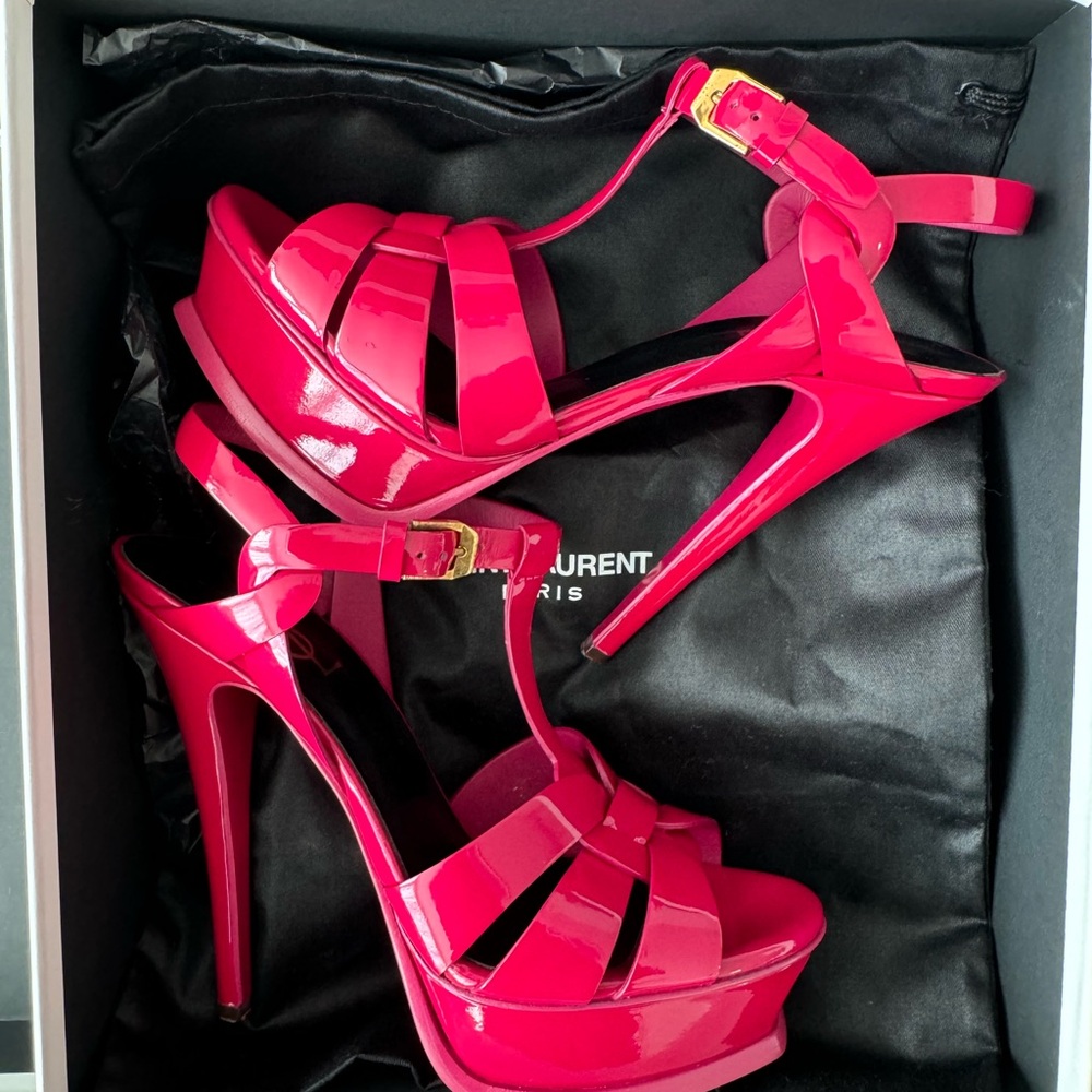 Saint Laurent Pink Stiletto Platform Heels